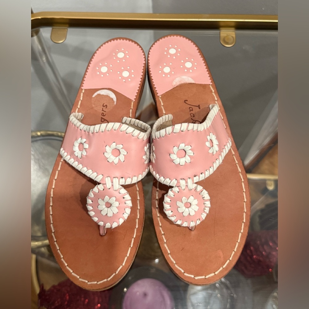Jack Rogers Pink and White Sandals with Elegant Design. Like New used only ones